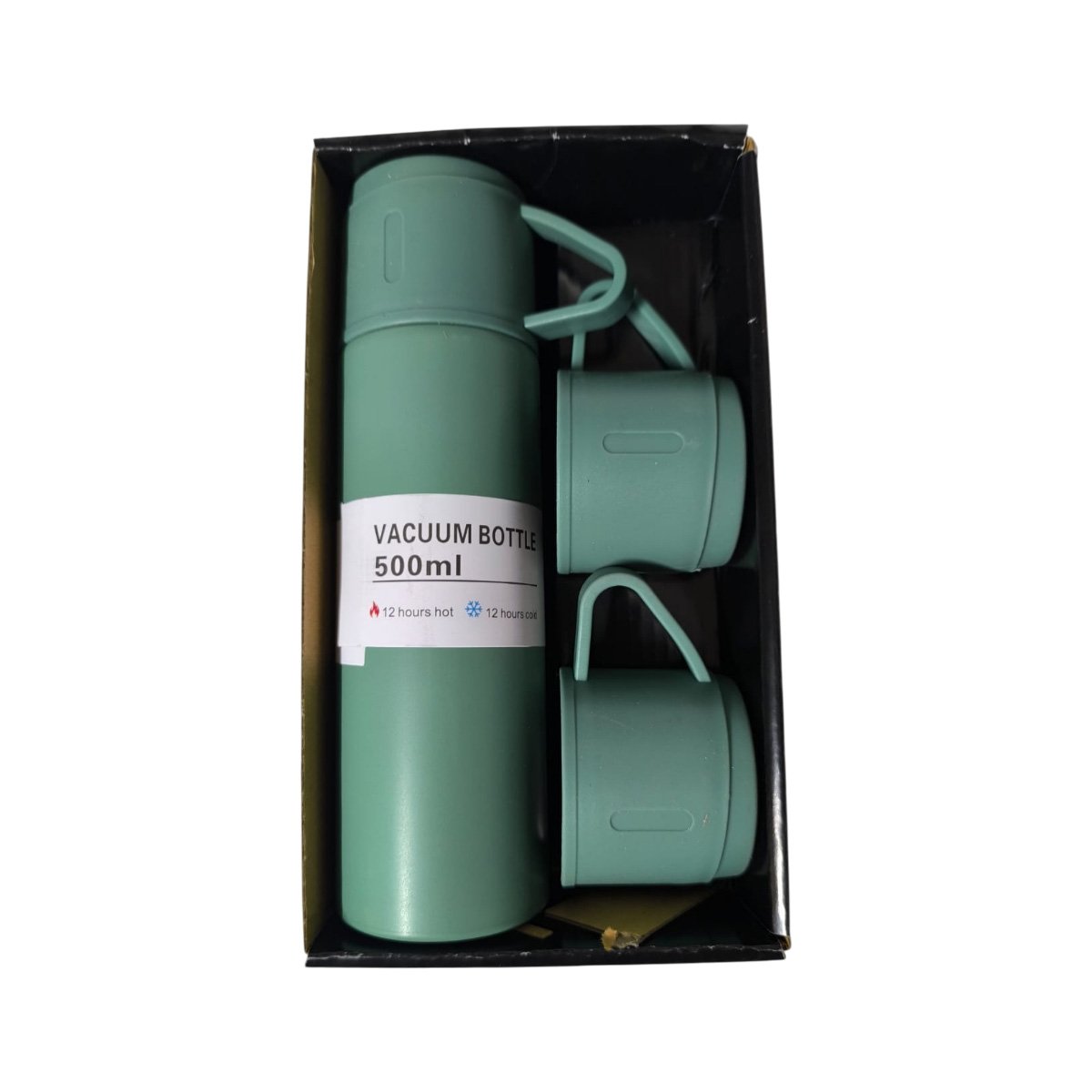 RECIPIENTE TERMICO CON 2 TAZAS VERDE PARA OFICINA Y VIAJE Y+REGALO STICKER - 3