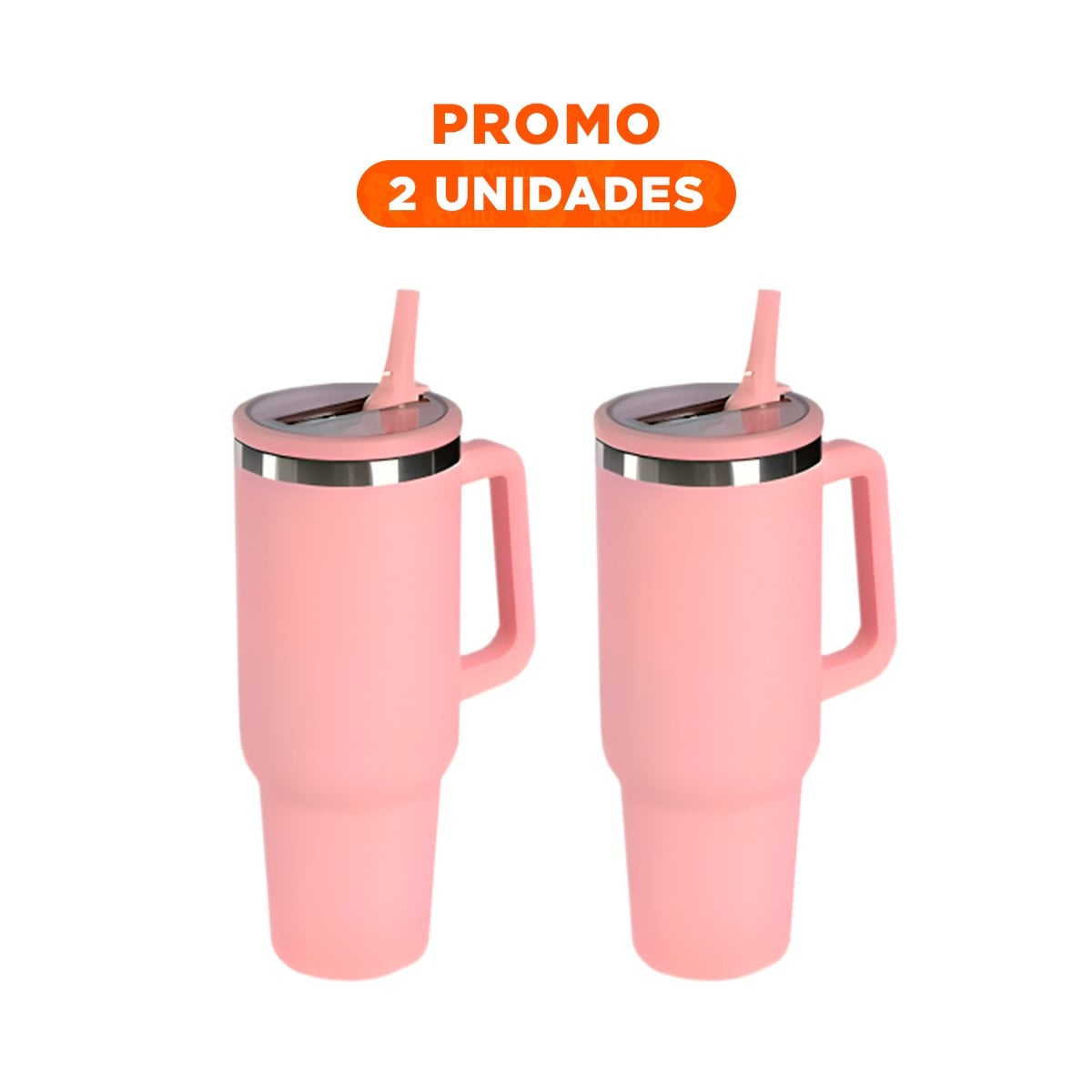 PACK2 TERMO EN COLOR ROSADO DE ABS Y ACERO CON ASA AMPLIA Y PICO 1200ML - 1