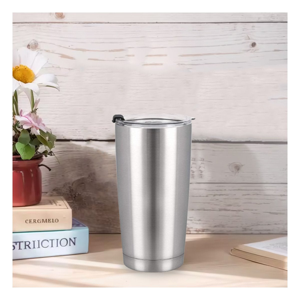 PACK4 VASO PLATEADO 600ML CON TAPA Y ASA DE ACERO INOXIDABLE PARA USO CONTINUO Y+PAPEL REGALO - 2