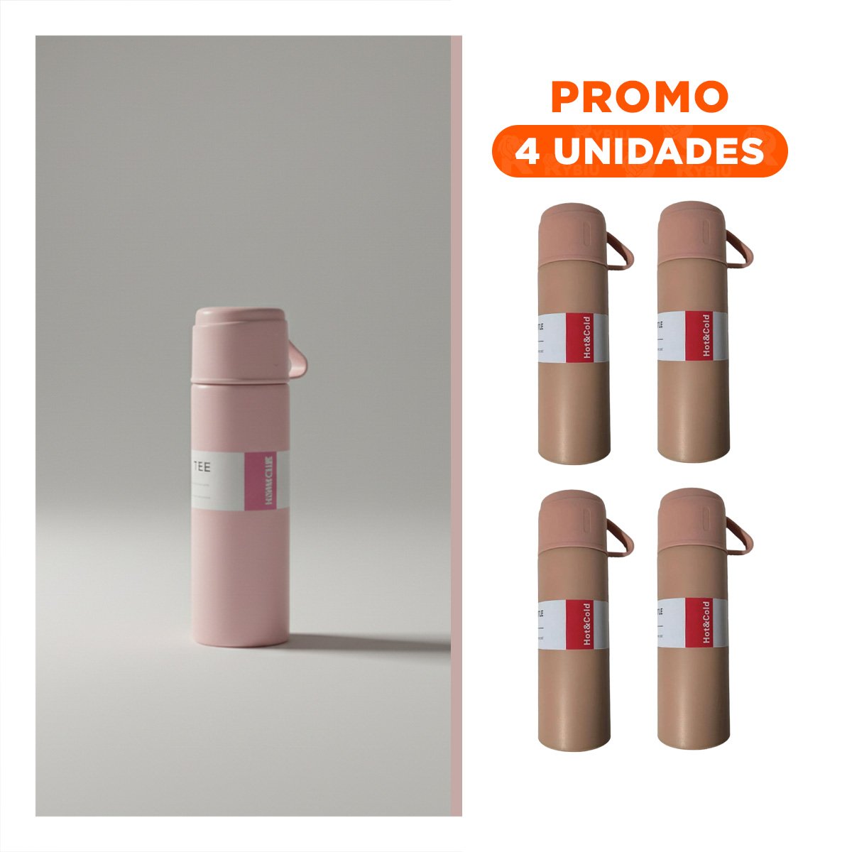 PACK4 VASO TERMICO PRACTICO CON 2 TASAS ROSADO MODERNO PARA CASA Y+REGALO STICKER - 1