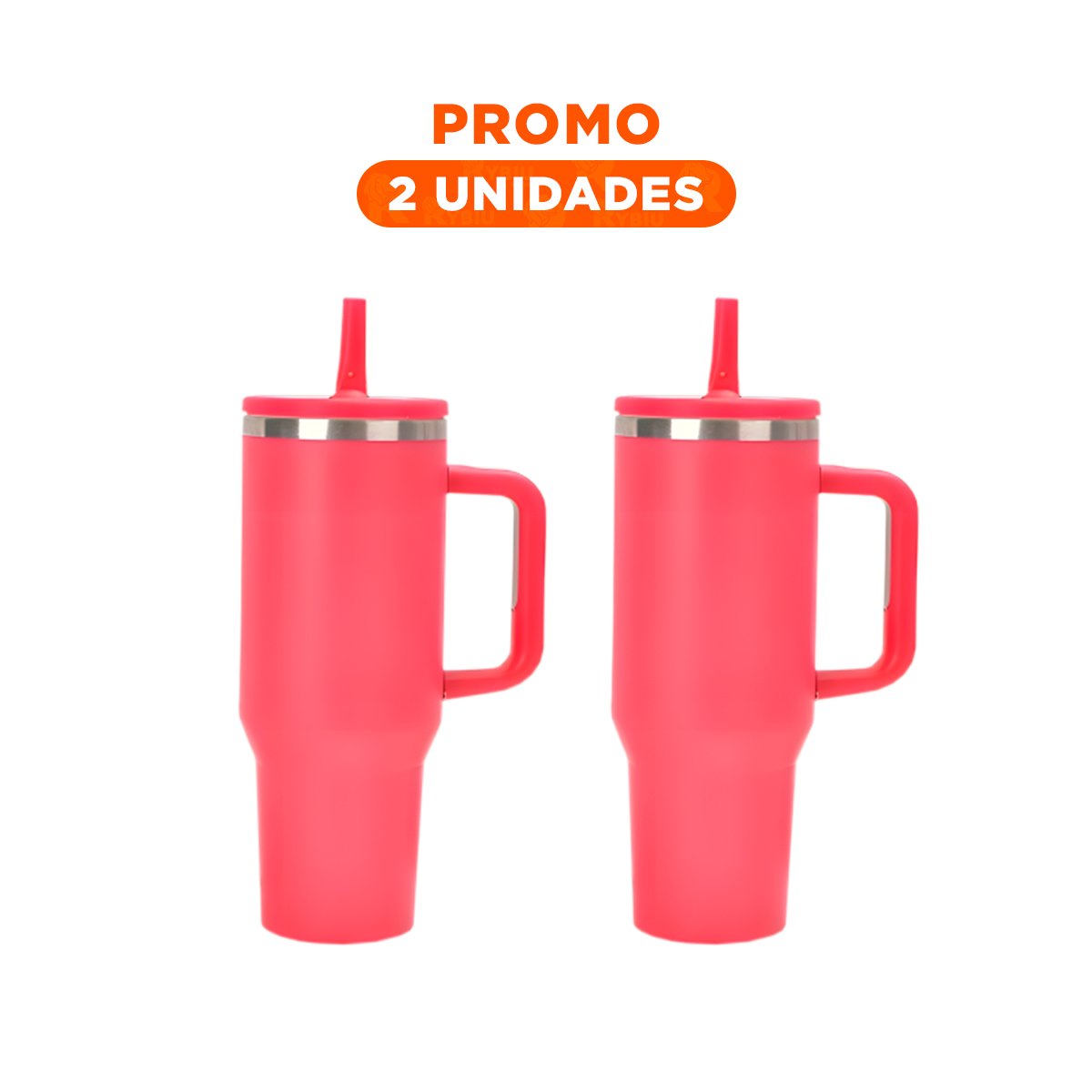 PACK2 TERMO EN COLOR FUCSIA DE ABS Y ACERO CON ASA AMPLIA Y PICO 1200ML - 1