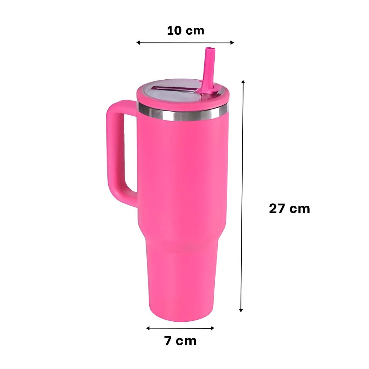 PACK2 TERMO EN COLOR FUCSIA DE ABS Y ACERO CON ASA AMPLIA Y PICO 1200ML - 4