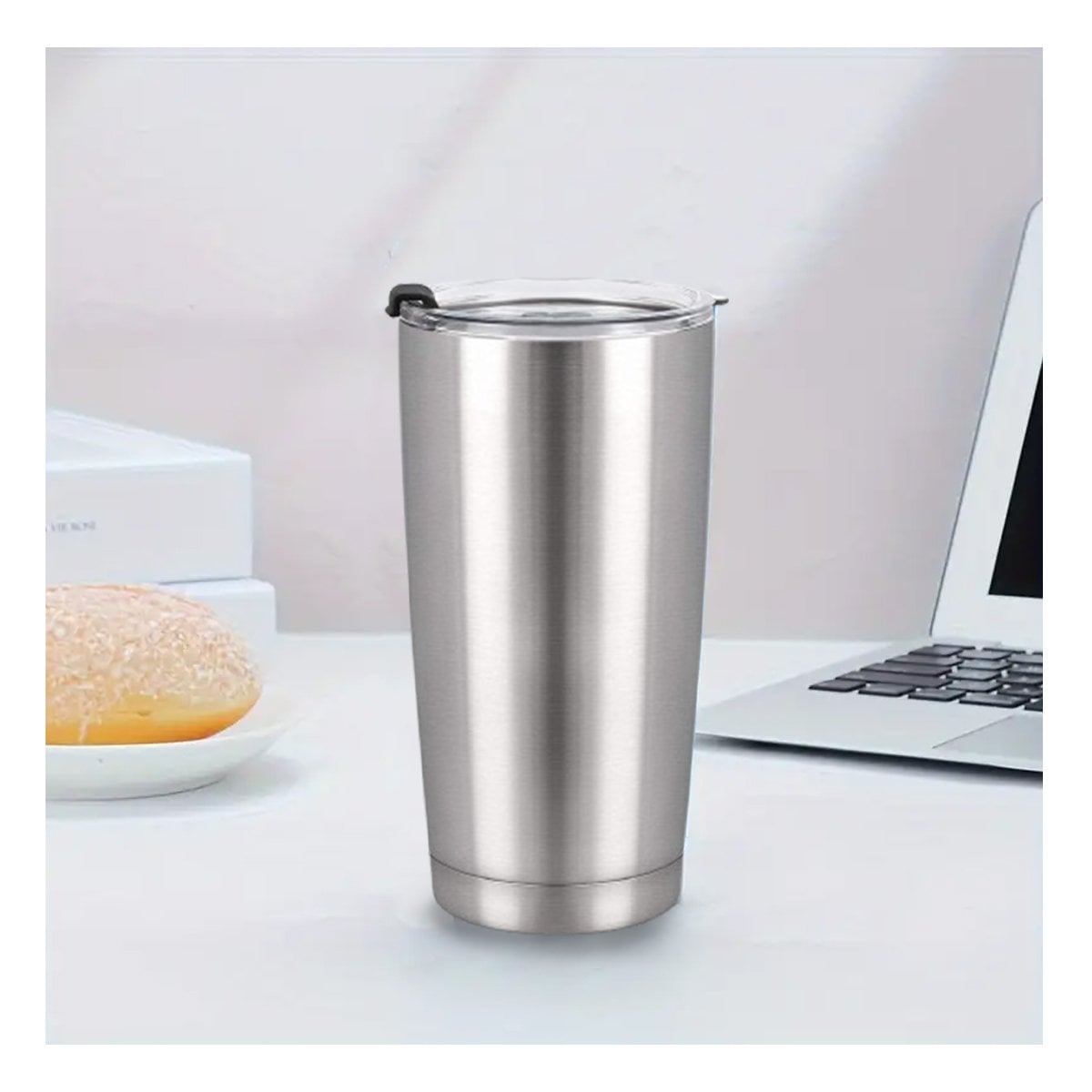 PACK2 VASO 600ML DE ACERO CON TAPA PLATEADA Y ASA FACIL DE TRANSPORTAR Y+PAPEL REGALO - 5