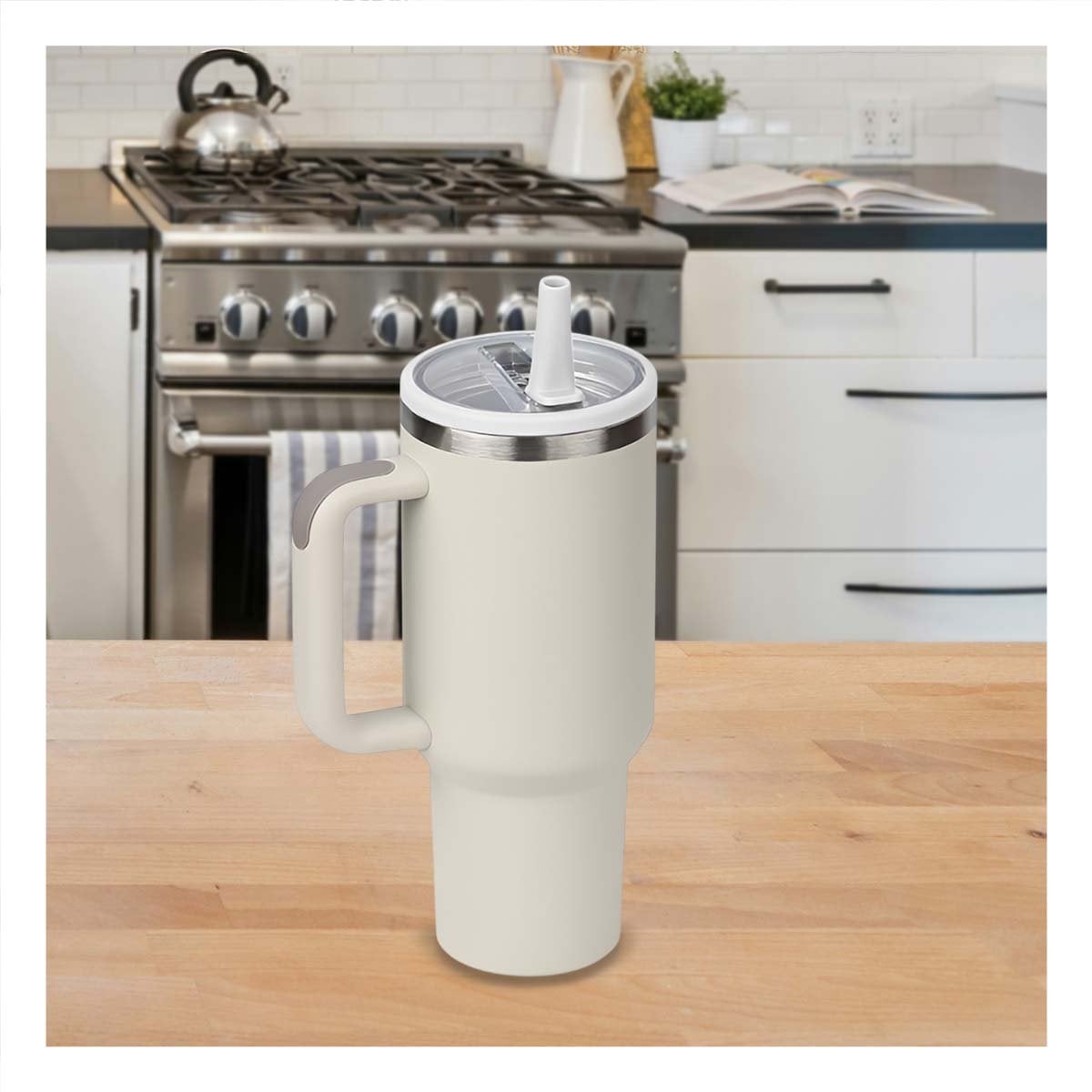 BOTELLA EN COLOR CREMA CON PICO Y ASA ERGONOMICA 1200ML DE ABS Y ACERO Y+PAPEL REGALO - 2