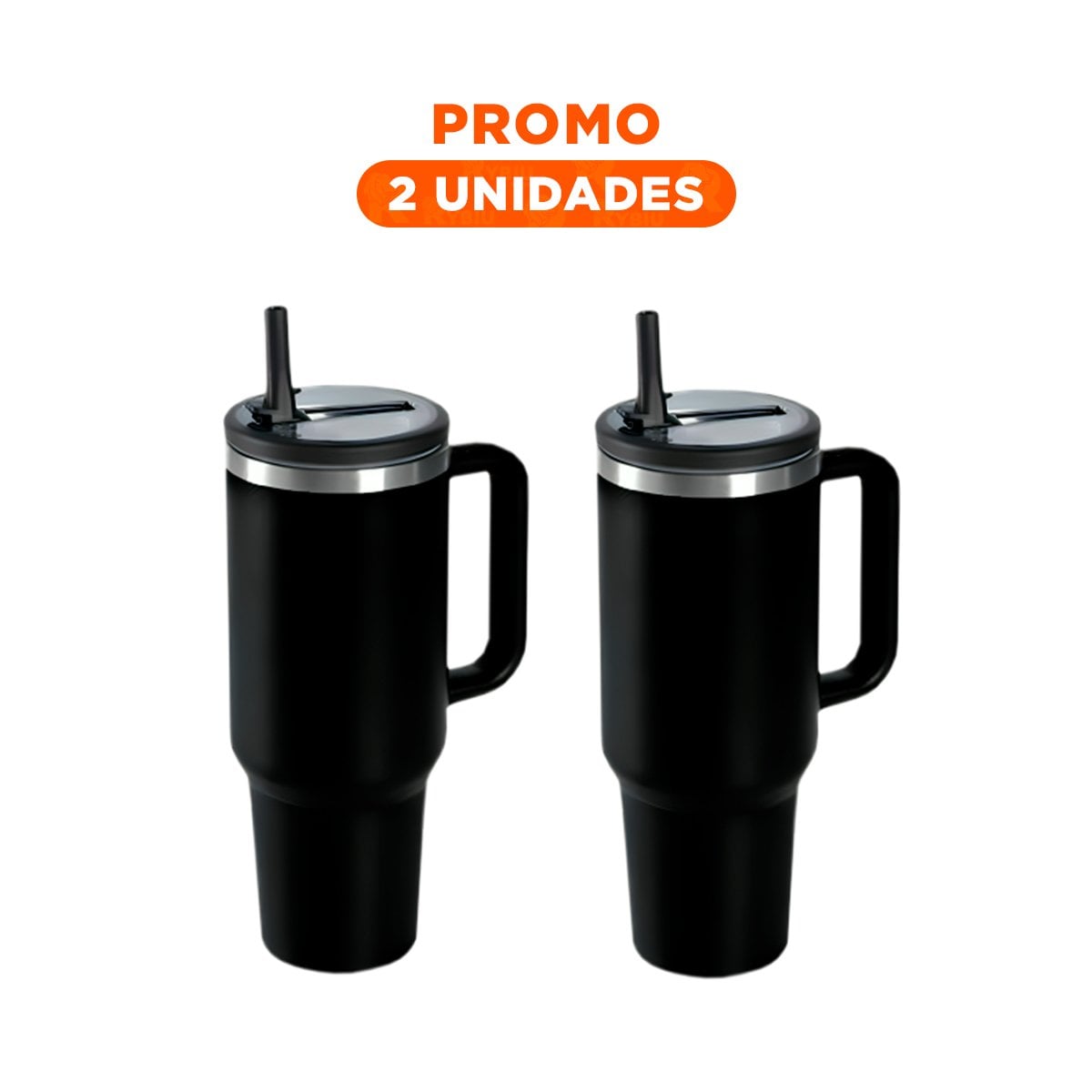 PACK2 TERMO EN COLOR NEGRO DE ABS Y ACERO CON ASA AMPLIA Y PICO 1200ML - 1
