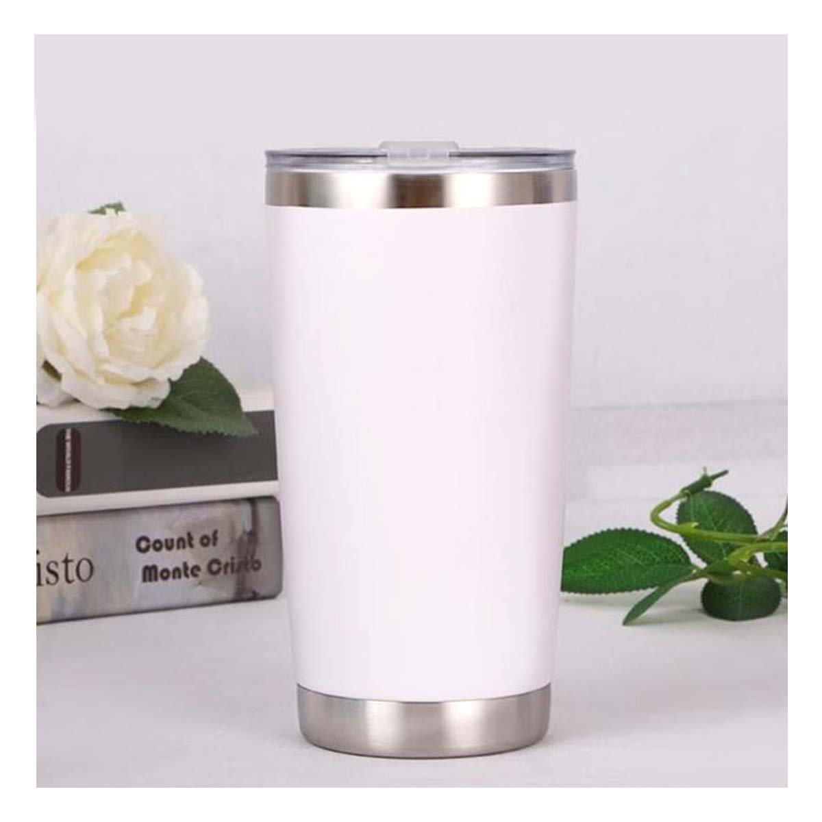 TERMO BLANCO CON TAPA 600ML DE ACERO INOXIDABLE PARA LLEVAR BEBIDAS Y+PAPEL REGALO - 2