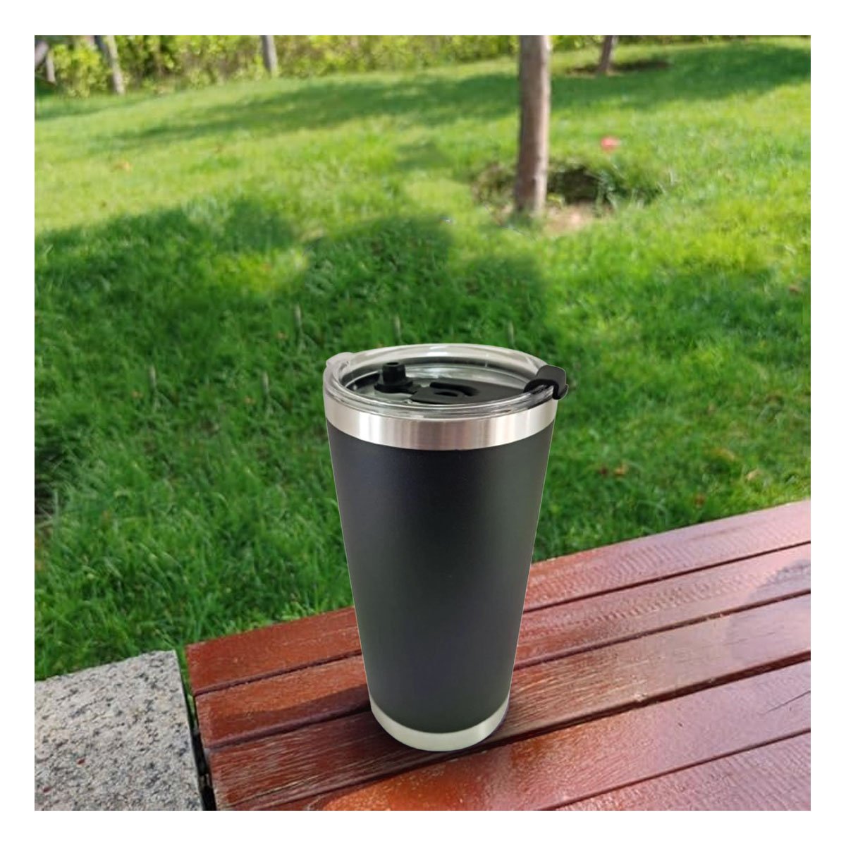 TERMO NEGRO CON TAPA 600ML DE ACERO INOXIDABLE PARA LLEVAR BEBIDAS Y+PAPEL REGALO - 2