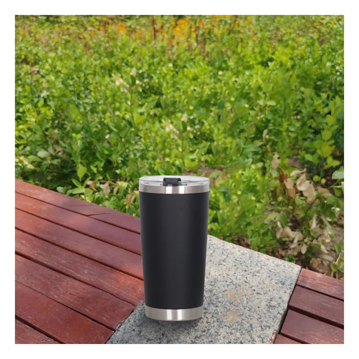 TERMO NEGRO CON TAPA 600ML DE ACERO INOXIDABLE PARA LLEVAR BEBIDAS Y+PAPEL REGALO - 5