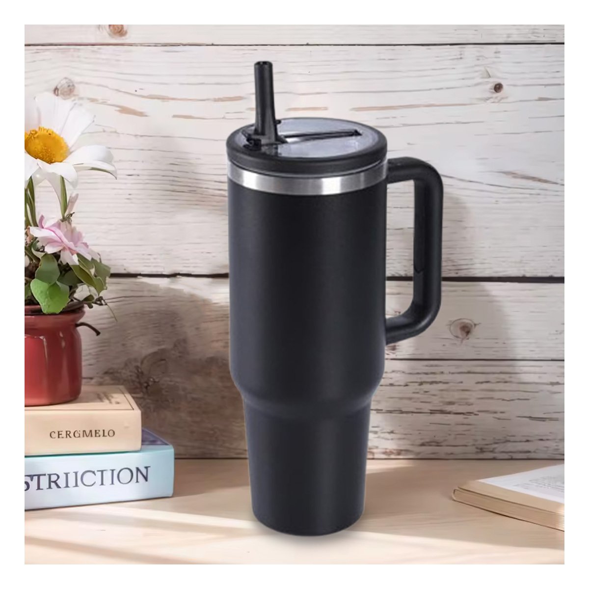 PACK6 TAZA EN COLOR NEGRO CON ASA Y PICO 1200ML DE ABS Y ACERO Y+REGALO STICKER - 5