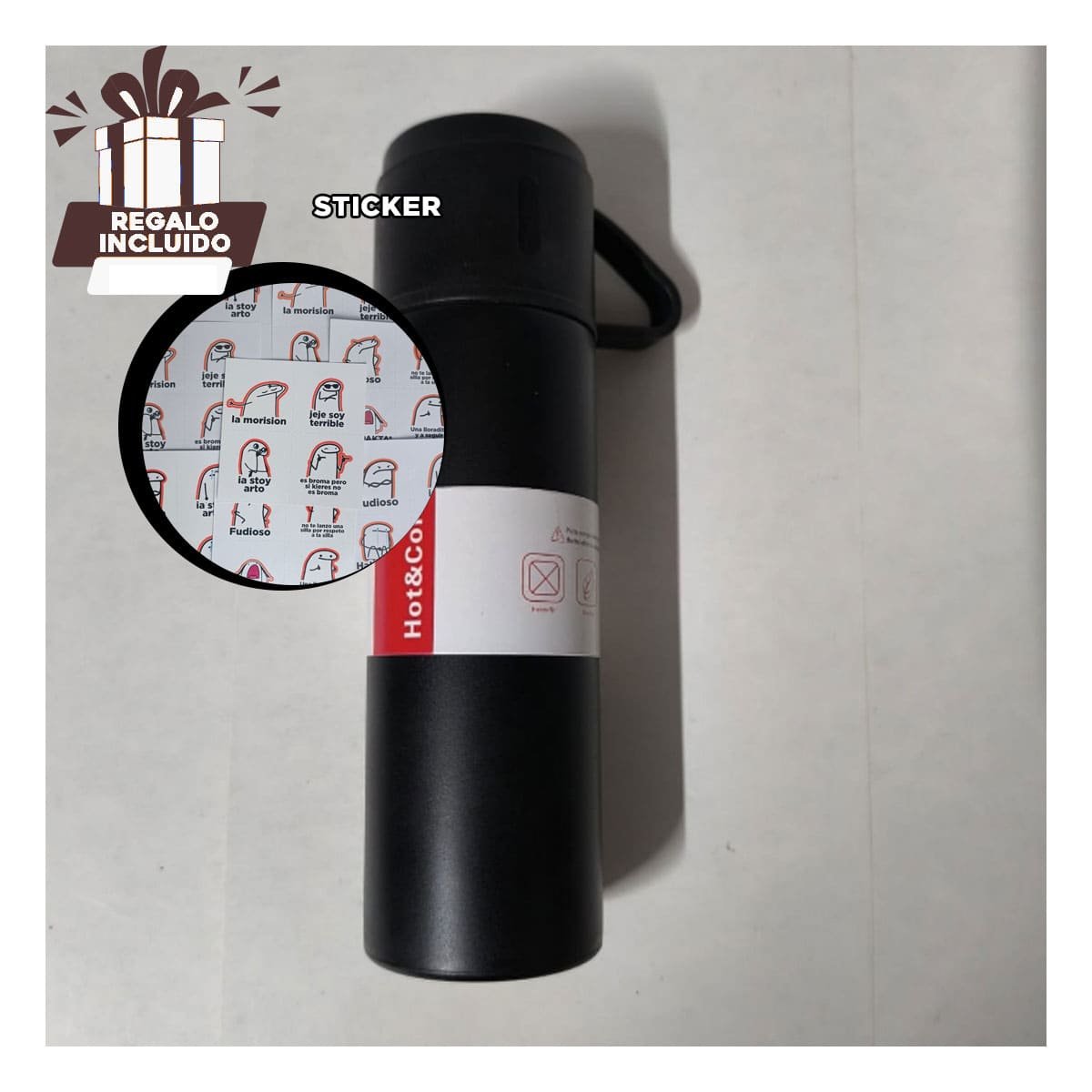 SET PORTATIL CON 2 TASAS NEGRO ELEGANTE Y RESISTENTE PARA VIAJE Y+REGALO STICKER - 1