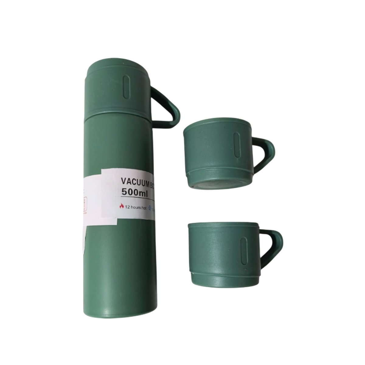 JARRA TERMICA CON 2 TAZAS VERDE PARA TRABAJO Y HOGAR Y+PAPEL REGALO - 1