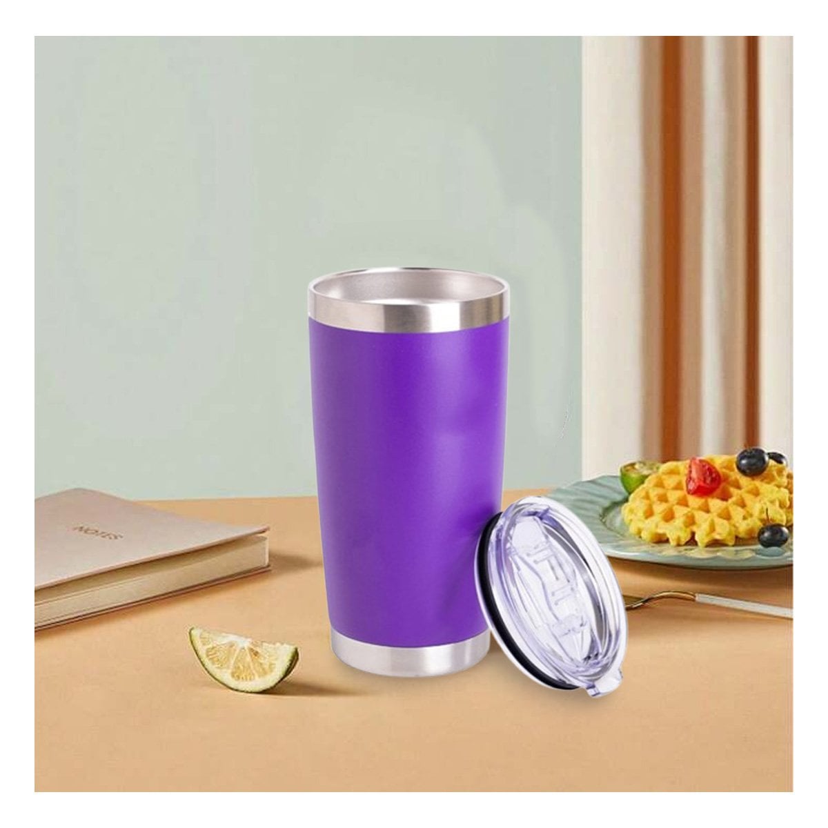PACK4 BOTELLA 600ML DE ACERO INOXIDABLE MORADO CON TAPA Y FORMA FUNCIONAL Y+REGALO STICKER - 5