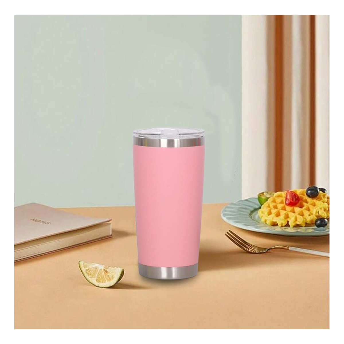 PACK6 CONTENEDOR ROSADO 600ML CON TAPA DE ACERO INOXIDABLE PARA USO DIARIO Y+PAPEL REGALO - 5