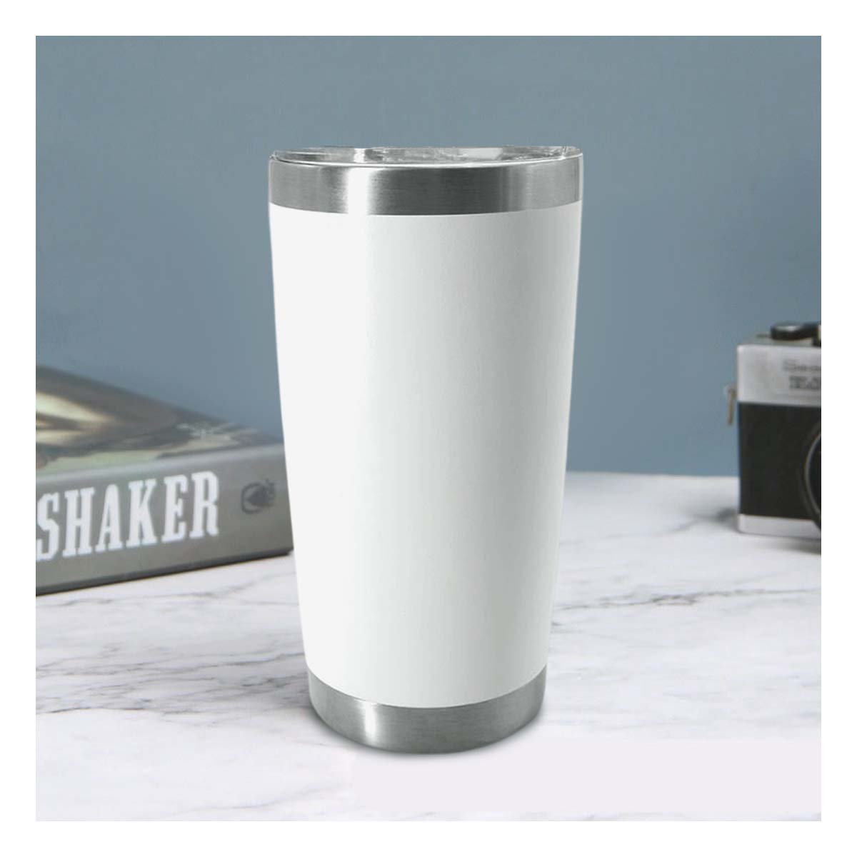 PACK6 CONTENEDOR DE ACERO INOXIDABLE BLANCO 600ML CON TAPA Y ASA COMODA Y+REGALO STICKER - 3