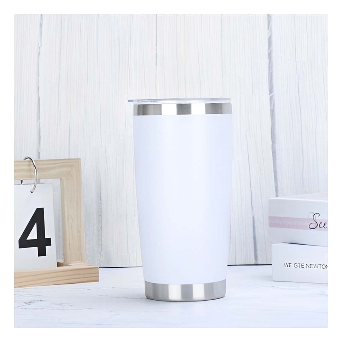 PACK6 CONTENEDOR DE ACERO INOXIDABLE BLANCO 600ML CON TAPA Y ASA COMODA Y+REGALO STICKER - 5