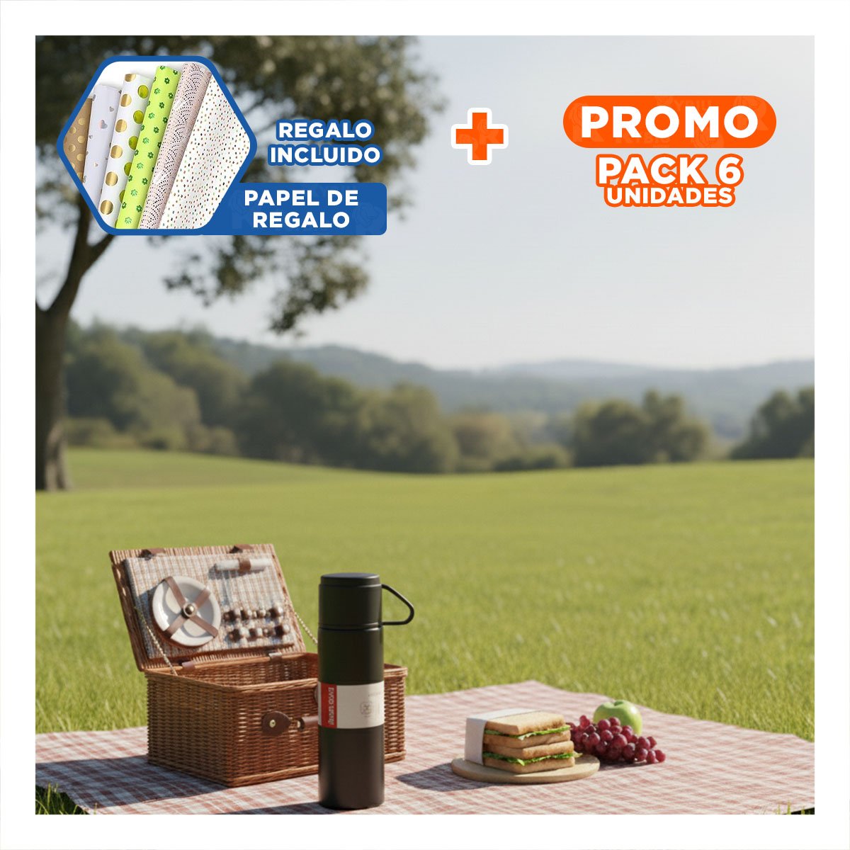 PACK6 JARRA DE ACERO CON 2 TASAS COLOR PLOMO OSCURO Y+PAPEL REGALO - 1