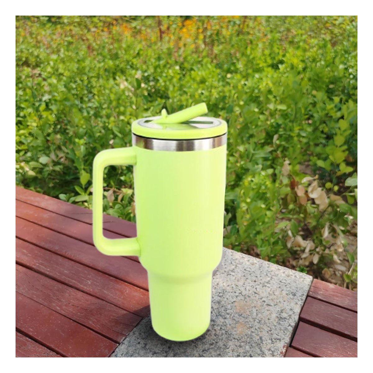 PACK2 TERMO CON PICO Y ASA EN EN VERDE LIMON CAPACIDAD 1200ML ABS Y ACERO Y+REGALO STICKER - 3