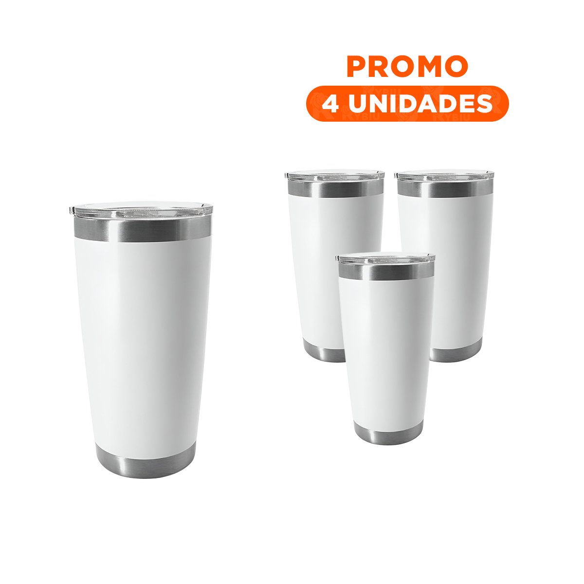 PACK4 BOTELLA 600ML DE ACERO INOXIDABLE BLANCO CON TAPA Y FORMA FUNCIONAL Y+REGALO STICKER - 1