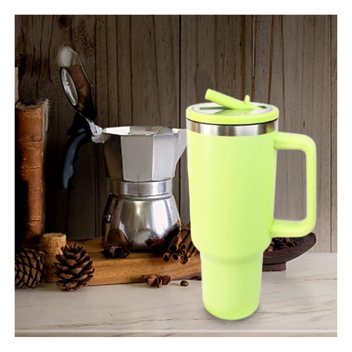 PACK6 TAZA EN COLOR VERDE LIMON CON ASA Y PICO 1200ML DE ABS Y ACERO Y+REGALO STICKER - 3