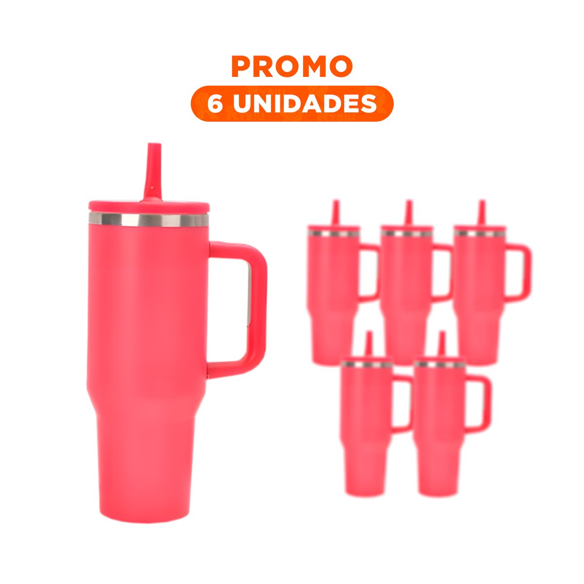 PACK6 TAZA EN COLOR FUCSIA CON PICO INTEGRADO Y ASA COMODA 1200ML DE ABS Y ACERO - 1