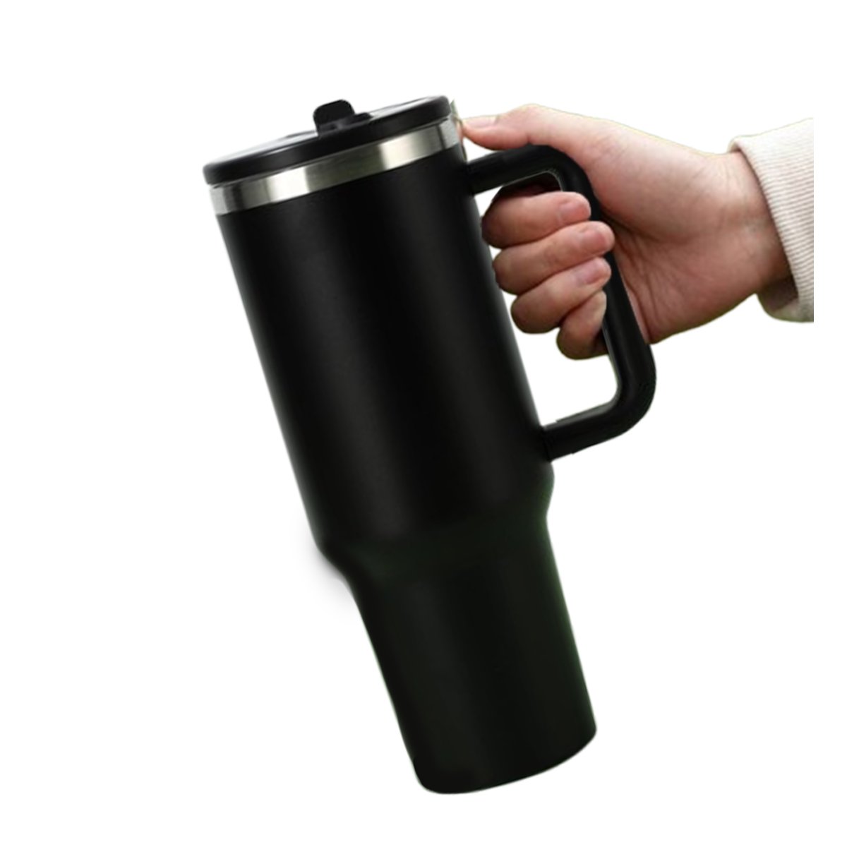 BOTELLA EN COLOR NEGRO CON ASA Y PICO REUTILIZABLE 1200ML DE ABS Y ACERO Y+LIGAS REGALO - 3