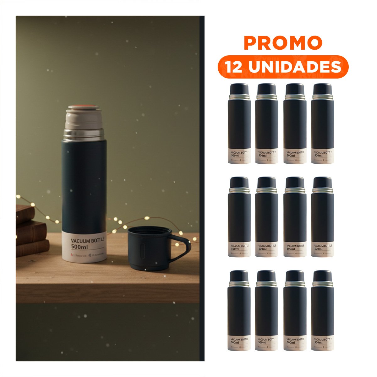 PACK12 CONTENEDOR AZUL MARINO CON 2 TASAS PARA BEBIDAS CALIENTES Y+REGALO STICKER - 1