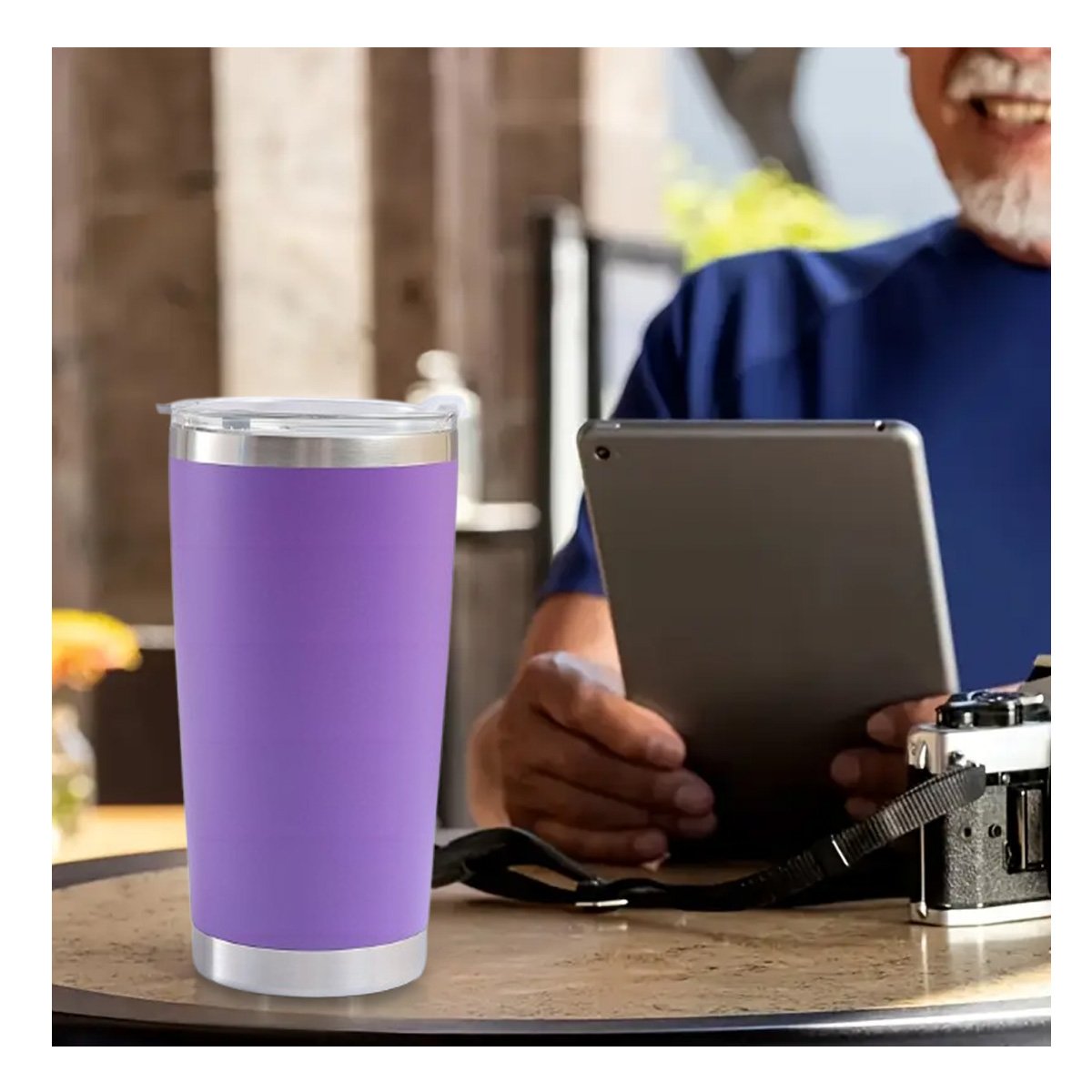 PACK12 CONTENEDOR DE ACERO INOXIDABLE 600ML MORADO CON TAPA HERMETICA Y+PAPEL REGALO - 3