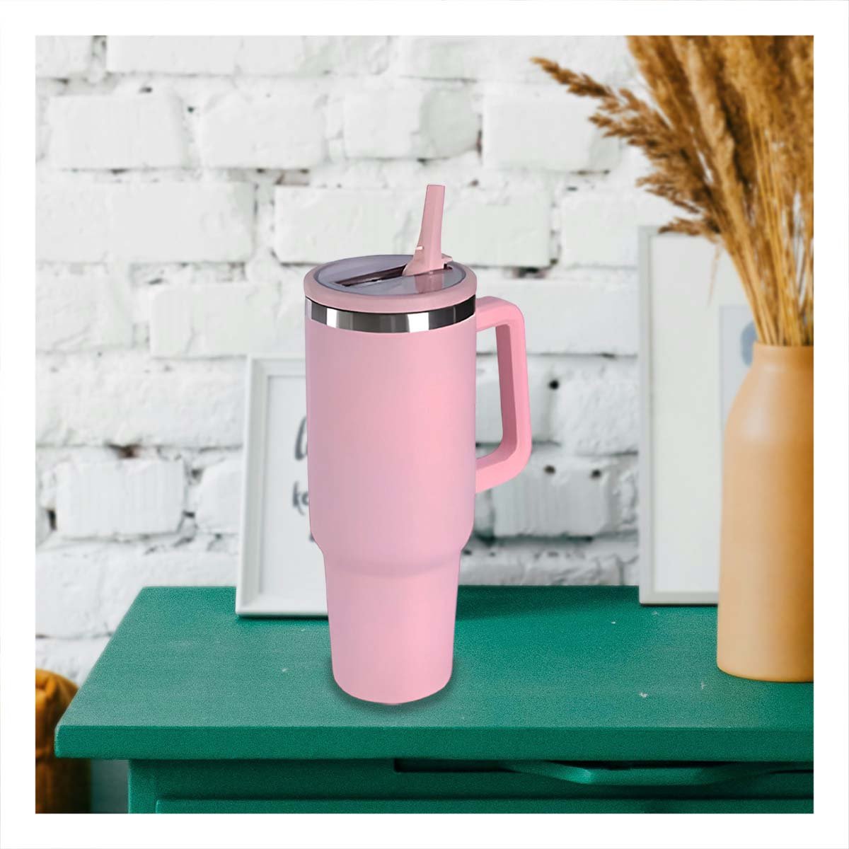 PACK4 TERMO 1200ML EN COLOR ROSADO CON ASA COMODA Y PICO DE ABS Y ACERO - 2