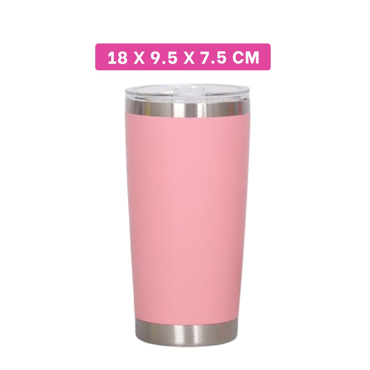 TERMO 600ML DE ACERO INOXIDABLE ROSADO CON TAPA Y FORMA FUNCIONAL - 4