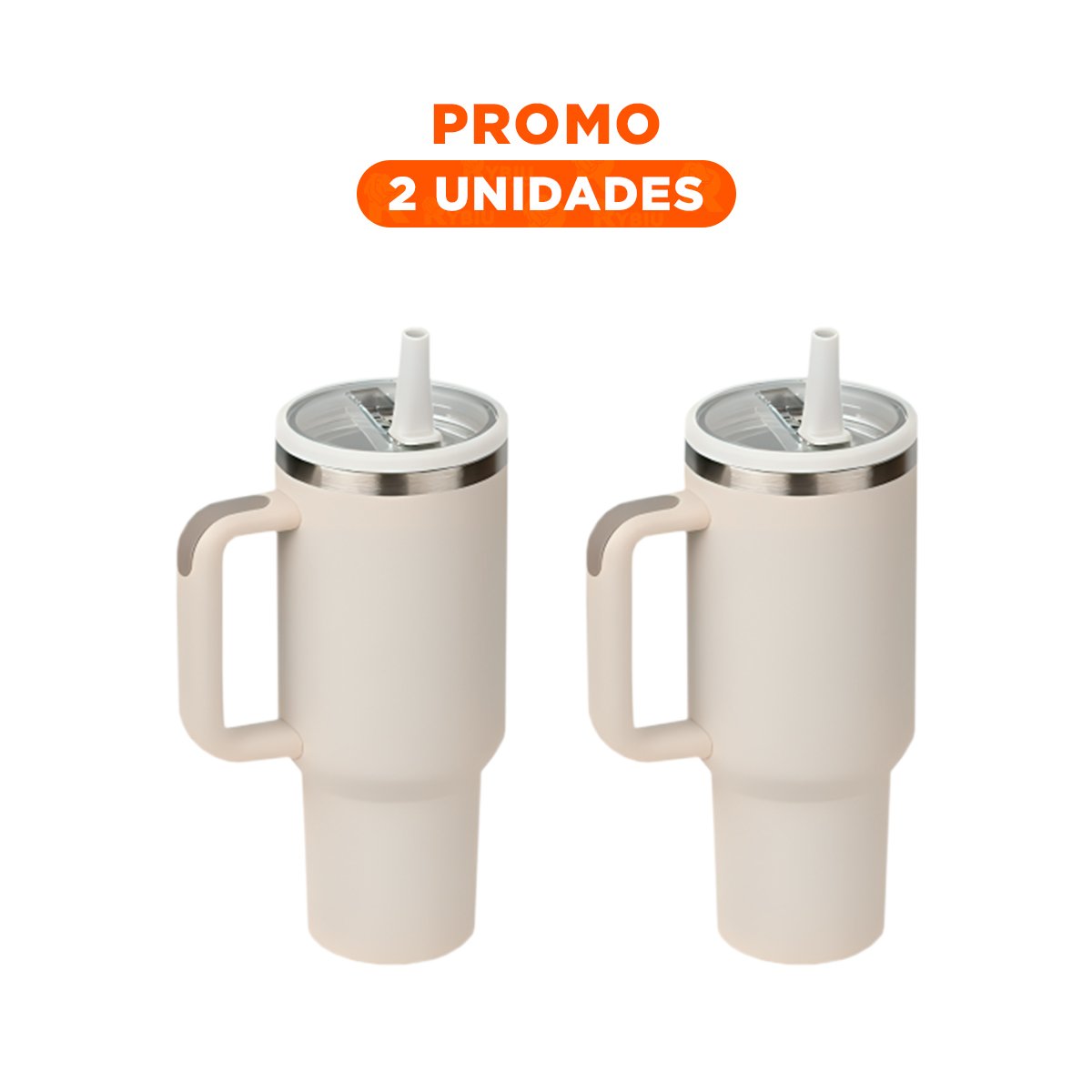 PACK2 TERMO EN COLOR CREMA DE ABS Y ACERO CON ASA AMPLIA Y PICO 1200ML - 1