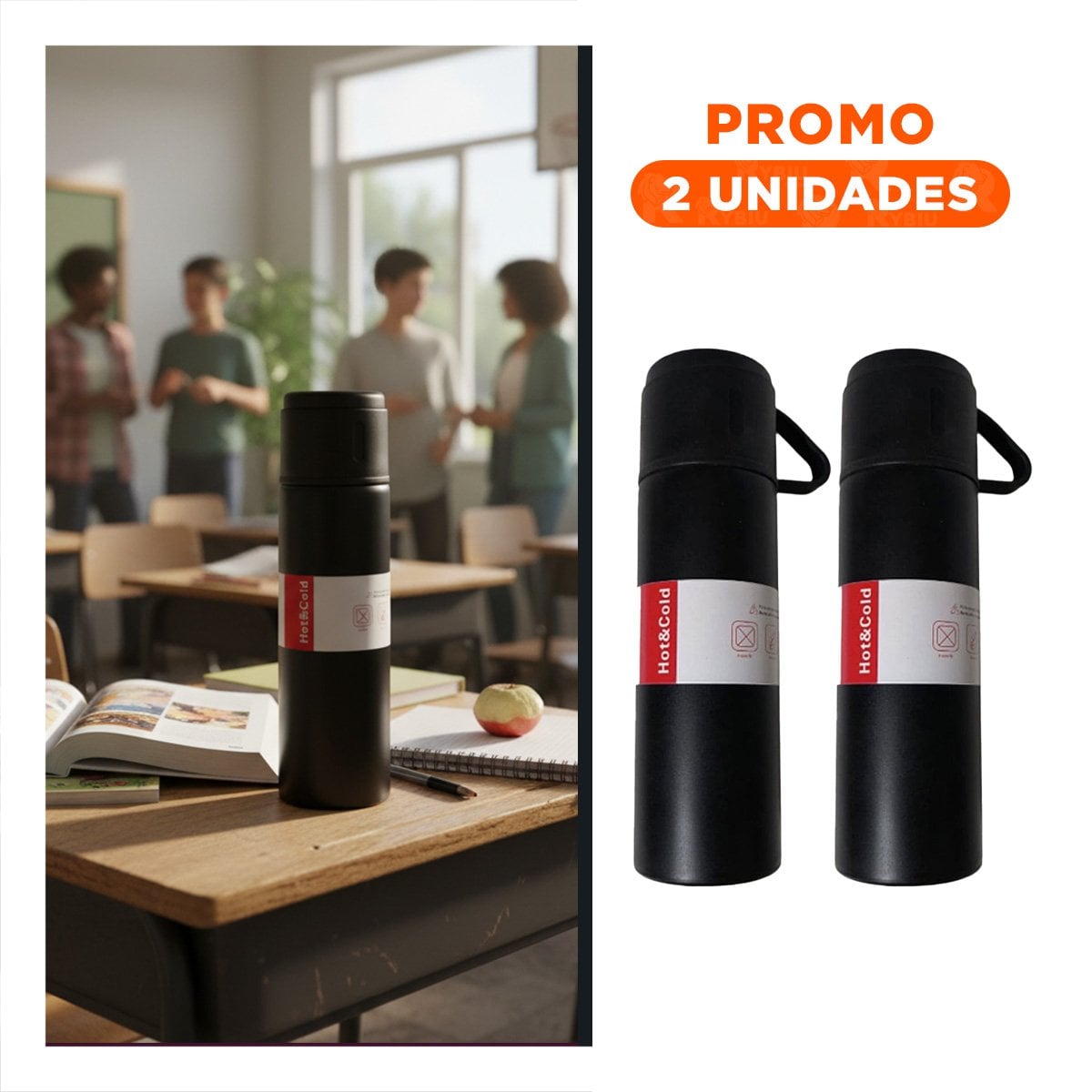 PACK2 EQUIPO PORTATIL CON 2 TASAS NEGRO COMPACTO Y FUNCIONAL PARA CASA - 1