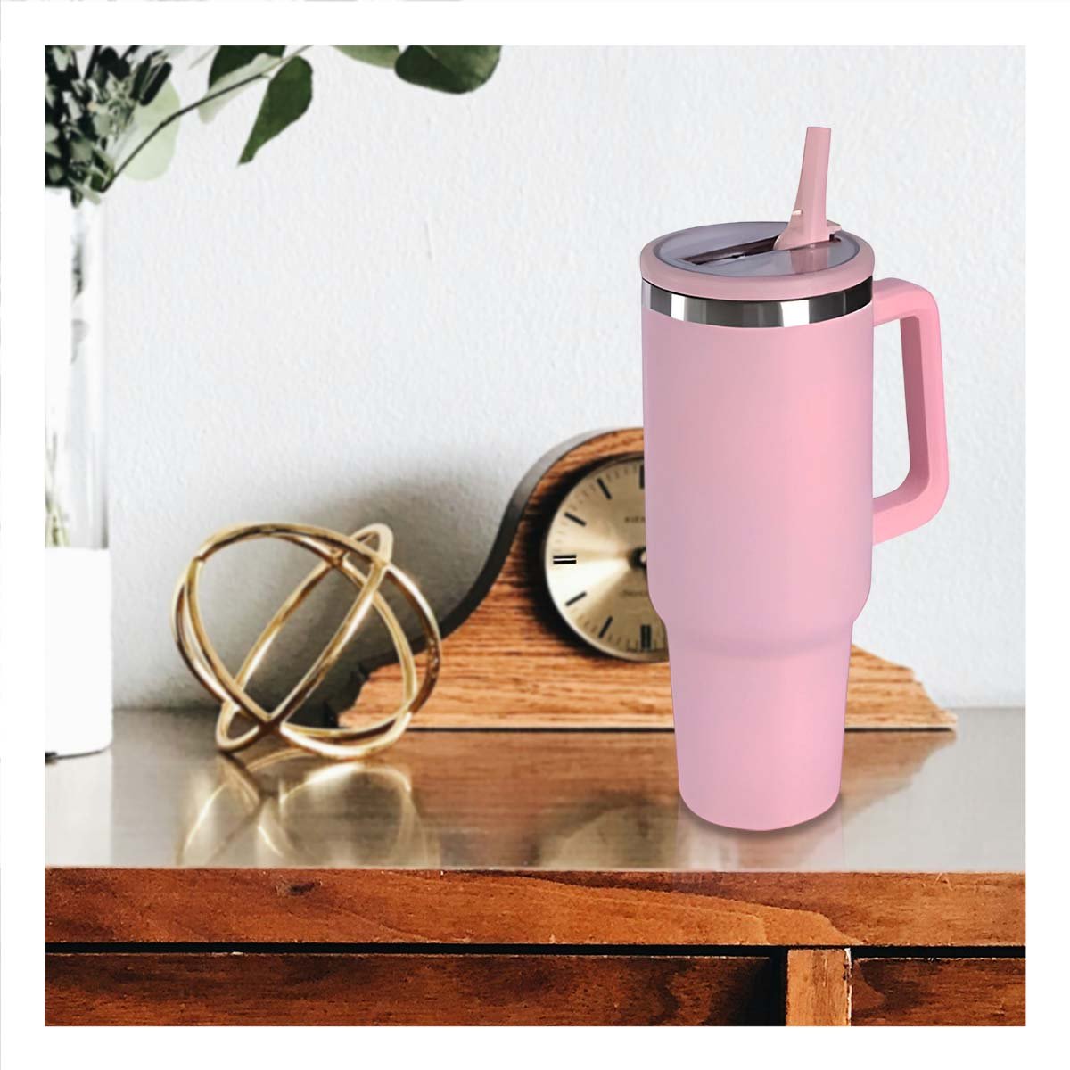 PACK4 TAZA TERMICA 1200ML EN COLOR ROSADO CON ASA Y PICO EN ABS Y ACERO Y+REGALO STICKER - 5