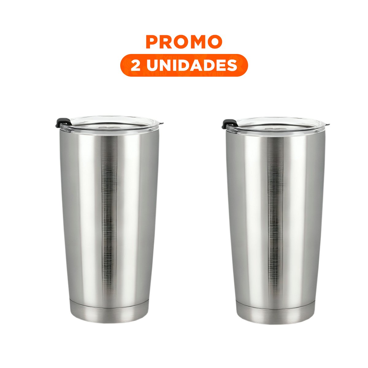 PACK2 VASO PLATEADO 600ML CON TAPA DE ACERO INOXIDABLE PARA USO DIARIO Y VIAJE - 1