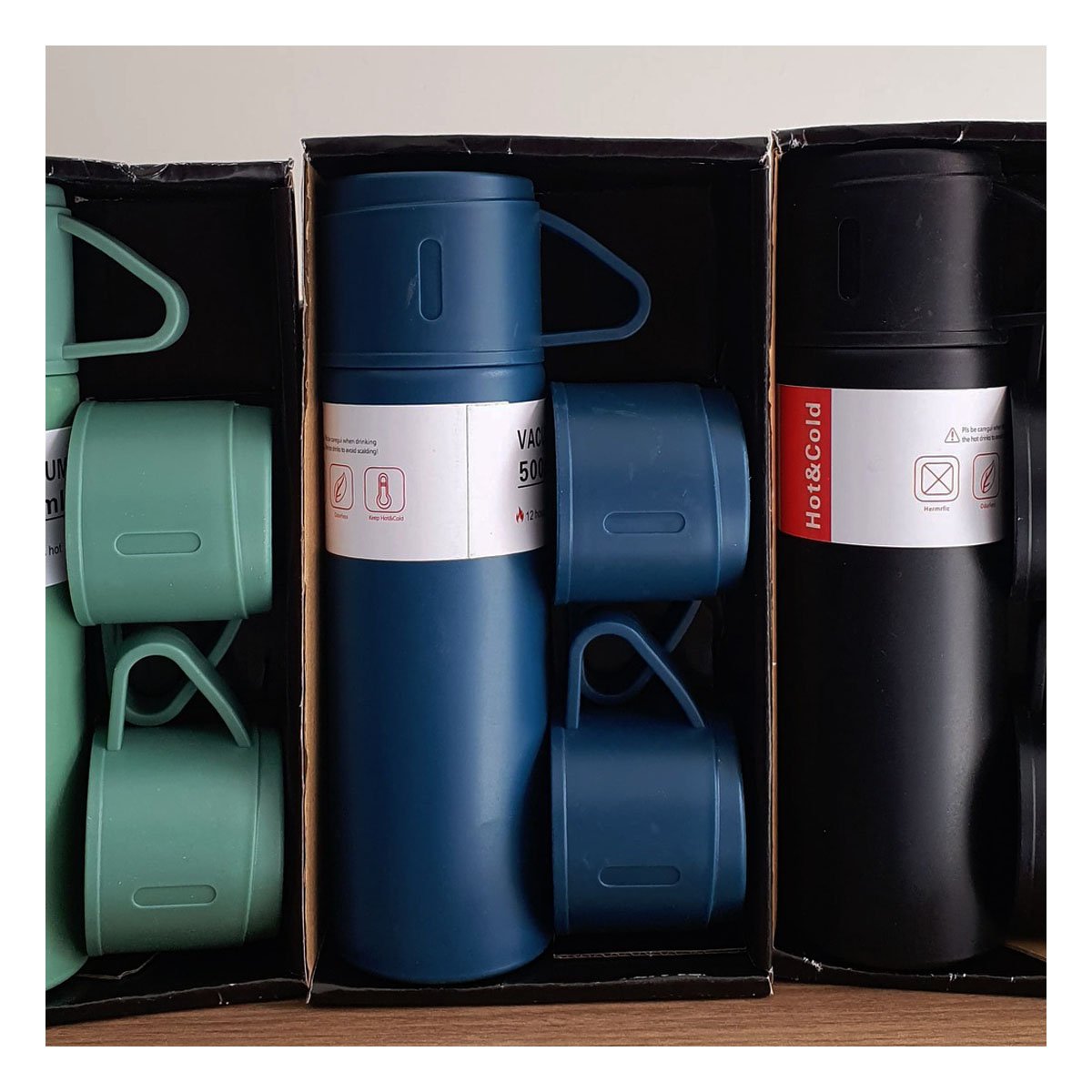 VASO MODERNO AZUL MARINO CON 2 TASAS PARA COMPARTIR BEBIDAS - 2
