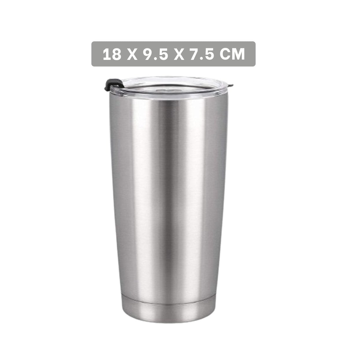 PACK12 VASO DE ACERO INOXIDABLE 600ML PLATEADO CON TAPA HERMETICA PARA OFICINA Y+REGALO STICKER - 4