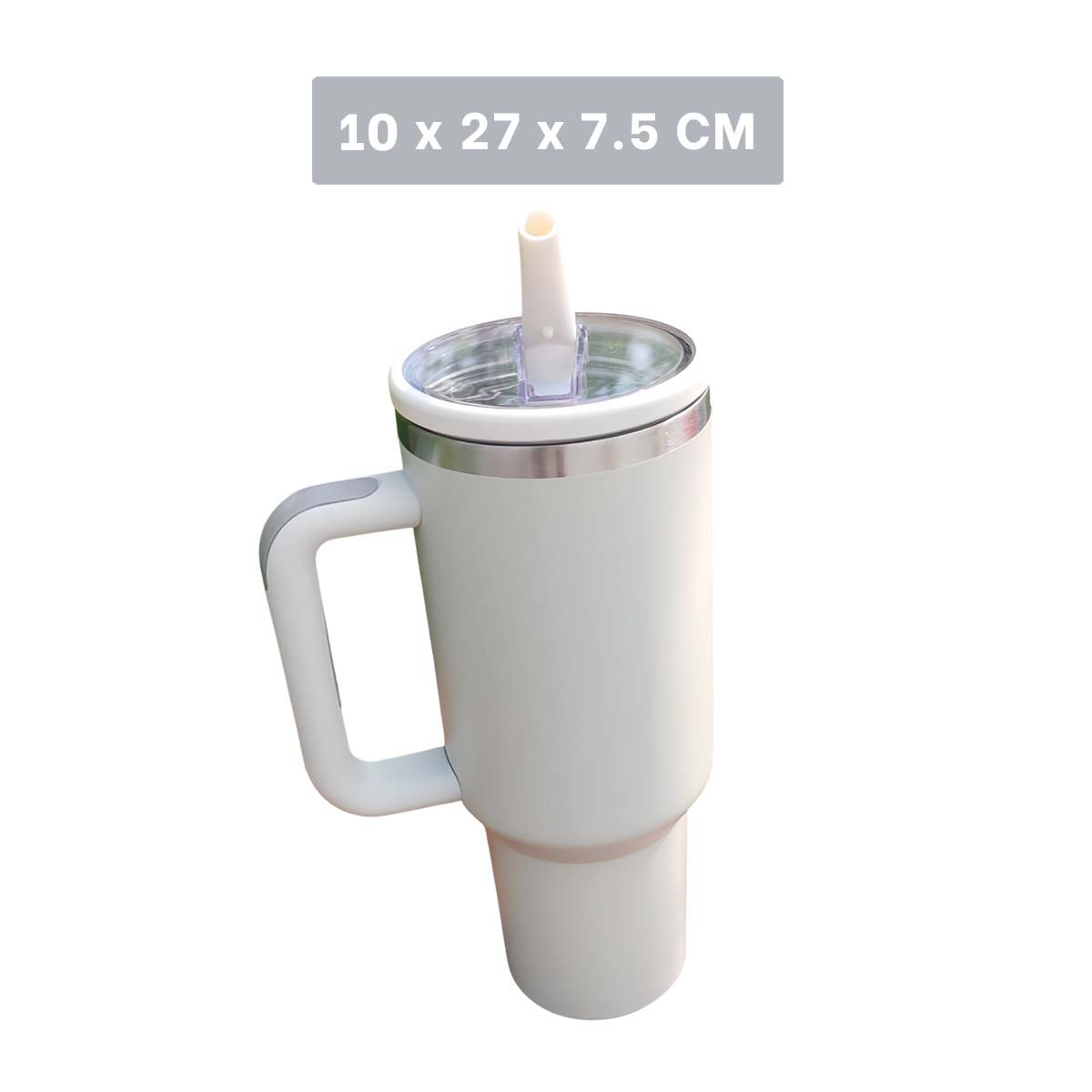 PACK4 TAZA TERMICA 1200ML EN COLOR CREMA CON ASA Y PICO EN ABS Y ACERO Y+REGALO STICKER - 4
