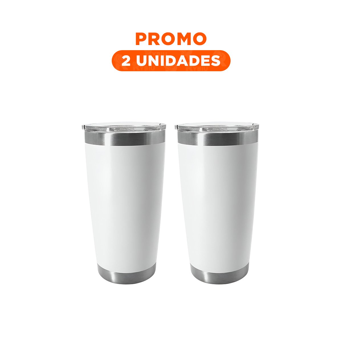 PACK2 VASO BLANCO 600ML CON TAPA DE ACERO INOXIDABLE PARA USO DIARIO Y VIAJE - 1