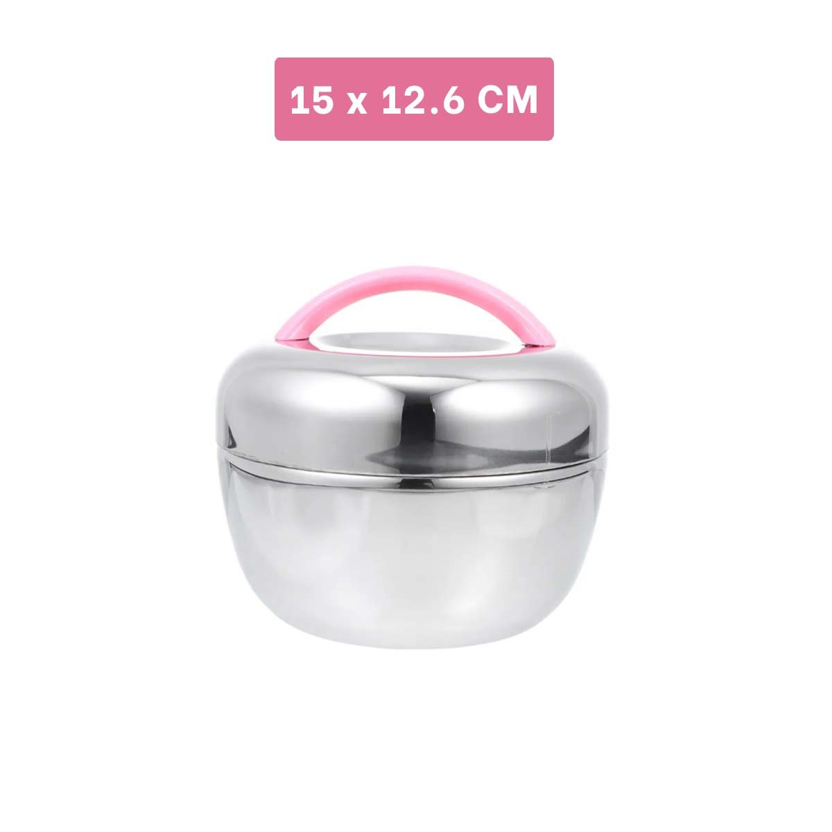 PACK2 ENVASE TERMO ROSA Y PLATEADO 1L CIRCULAR LIGERO Y CONFIABLE PARA TRANSPORTAR COMIDAS - 4