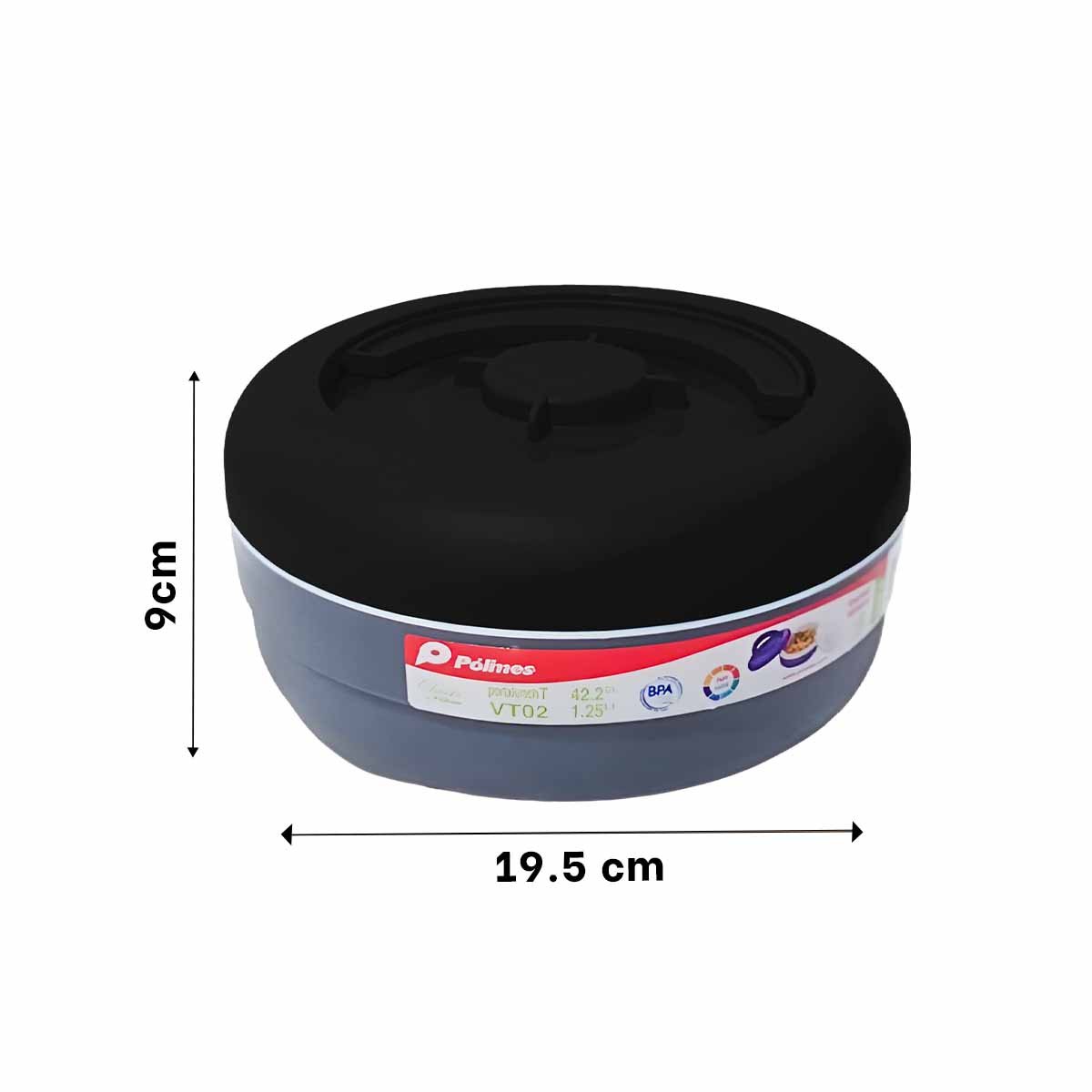 PACK4 CONTENEDOR DE COCINA 1.25L NEGRO Y PLOMO PARA LLEVAR COMIDAS Y+REGALO STICKER - 4