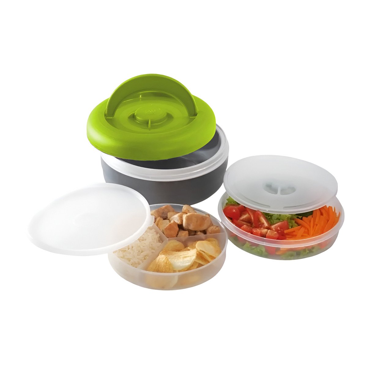 PACK4 CONTENEDOR CON TAPA AJUSTE FIRME 1.25L VERDE CLARO Y PLOMO Y+PAPEL REGALO - 3
