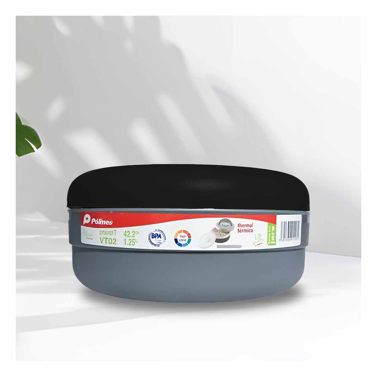 PACK6 RECIPIENTE TERMO CIRCULAR 1.25L NEGRO Y PLOMO FUNCIONAL Y MODERNO PARA USO DIARIO - 2