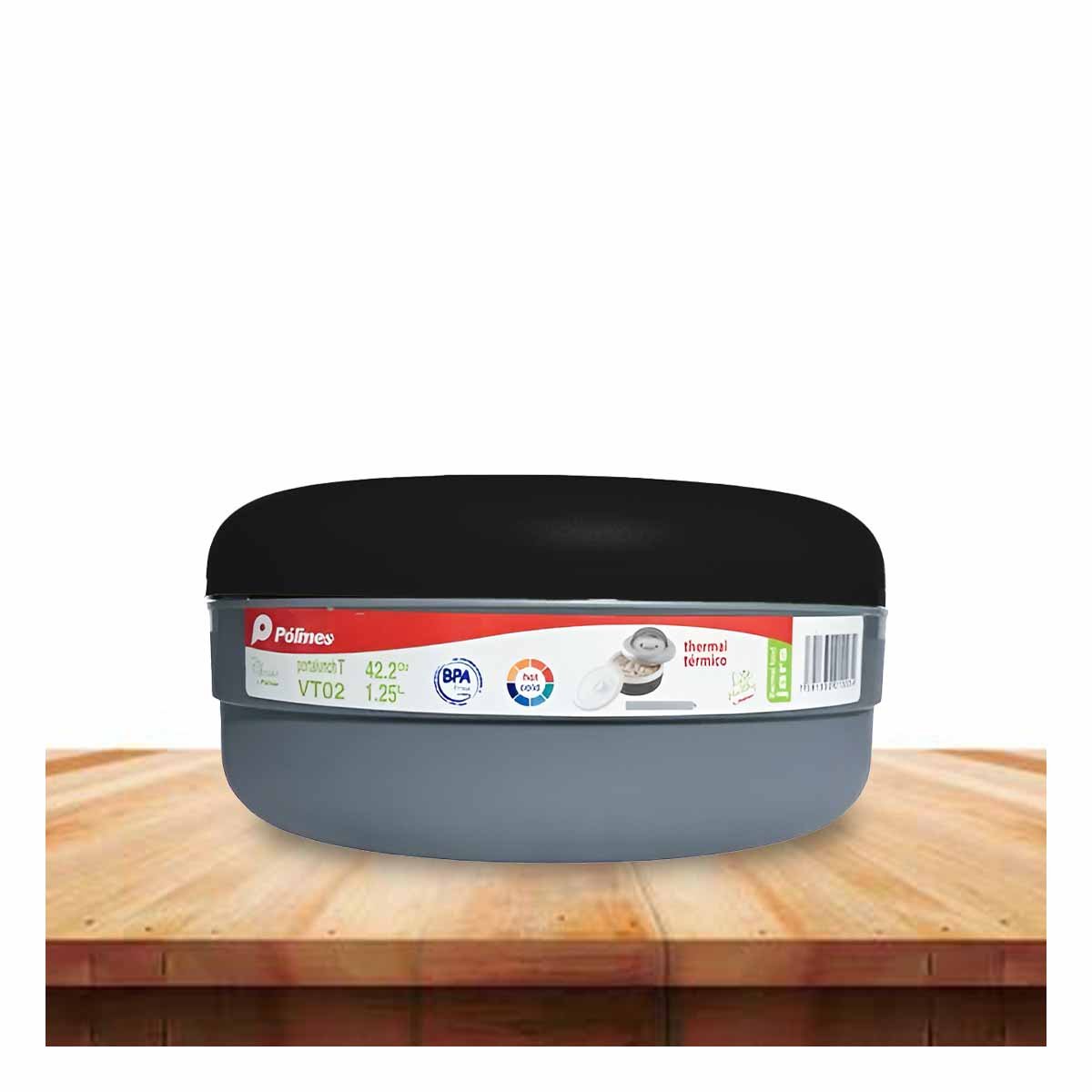 PACK6 RECIPIENTE TERMO CIRCULAR 1.25L NEGRO Y PLOMO FUNCIONAL Y MODERNO PARA USO DIARIO - 3