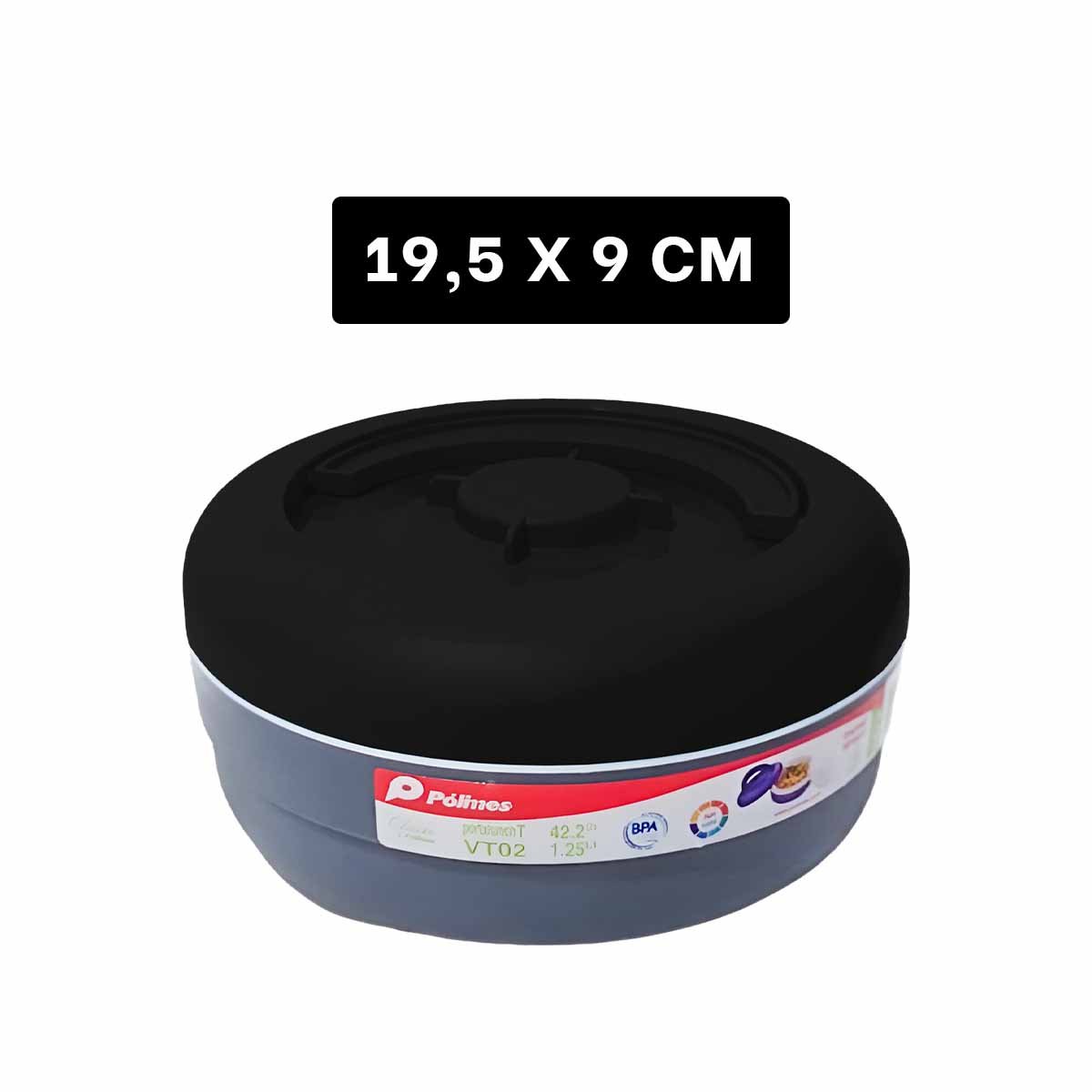 PACK6 RECIPIENTE TERMO CIRCULAR 1.25L NEGRO Y PLOMO FUNCIONAL Y MODERNO PARA USO DIARIO - 4