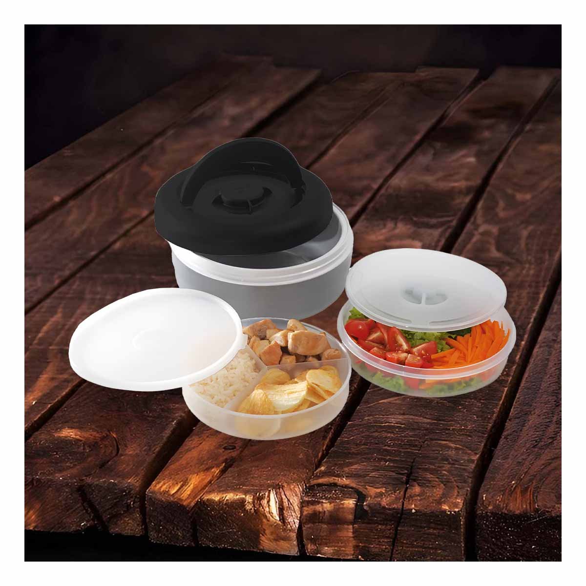 PACK6 RECIPIENTE TERMO CIRCULAR 1.25L NEGRO Y PLOMO FUNCIONAL Y MODERNO PARA USO DIARIO - 5