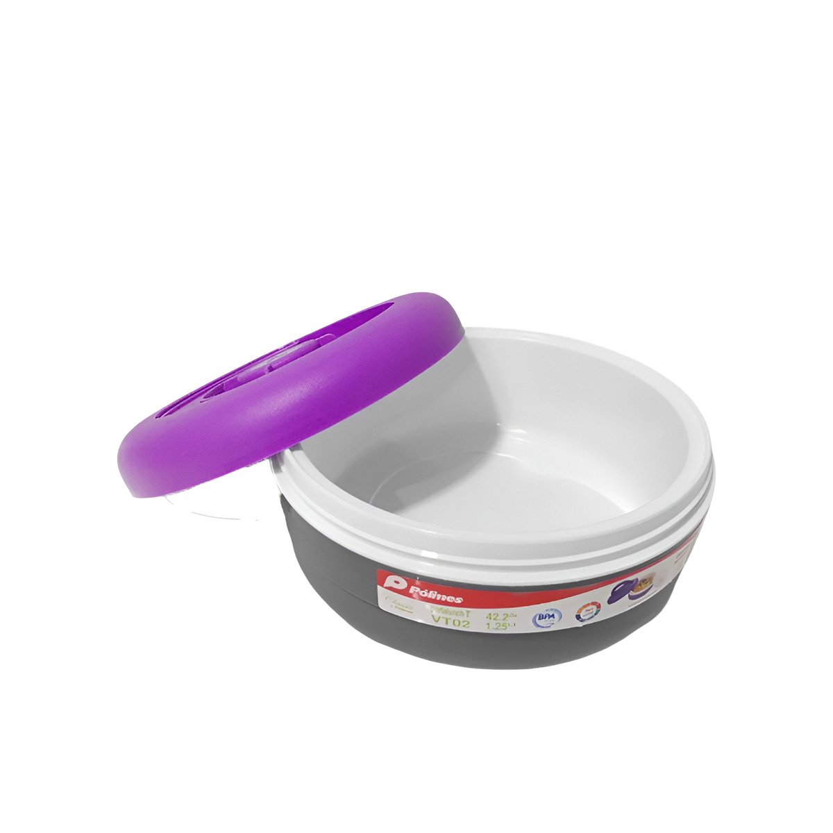 PACK6 TAPER TERMICO CIRCULAR 1.25L MORADO Y PLOMO PARA LLEVAR ALMUERZO DIARIO Y+REGALO STICKER - 2