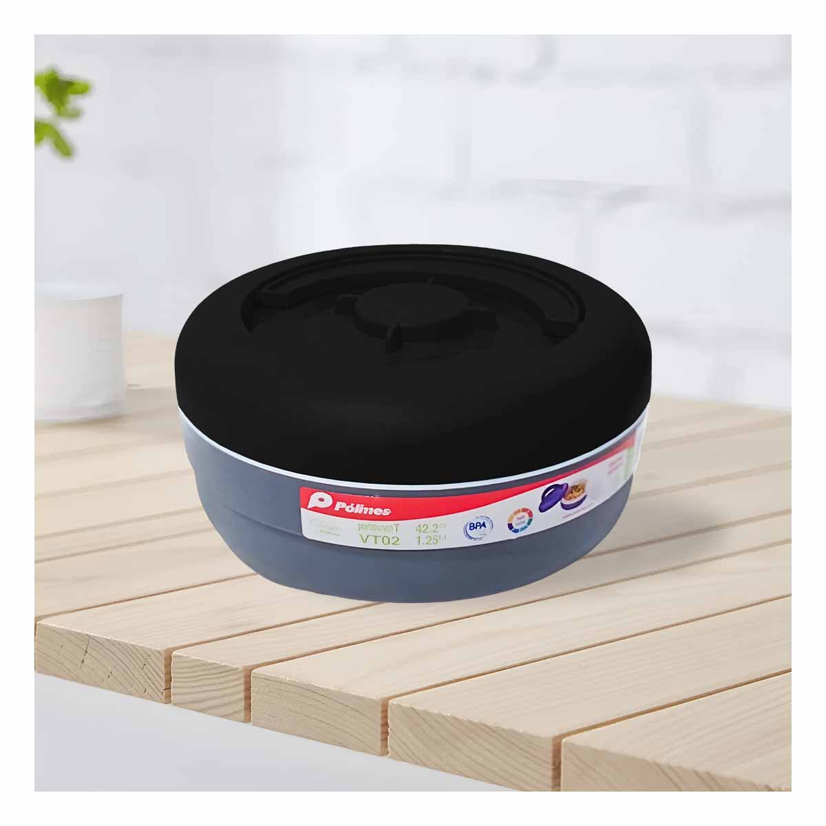 PACK4 CONTENEDOR TERMO CIRCULAR 1.25L NEGRO Y PLOMO CON DISEÑO ELEGANTE Y DURADERO - 3