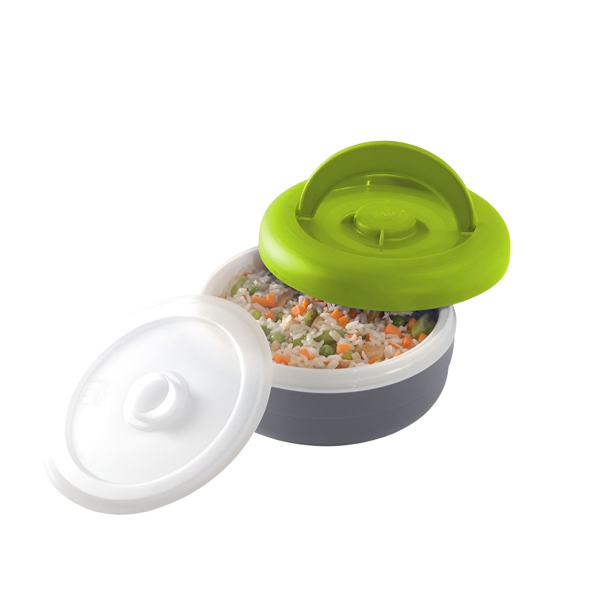 RECIPIENTE CIRCULAR PARA MANTENER CALOR O FRIO 1.25L VERDE CLARO Y PLOMO Y+PAPEL REGALO - 1