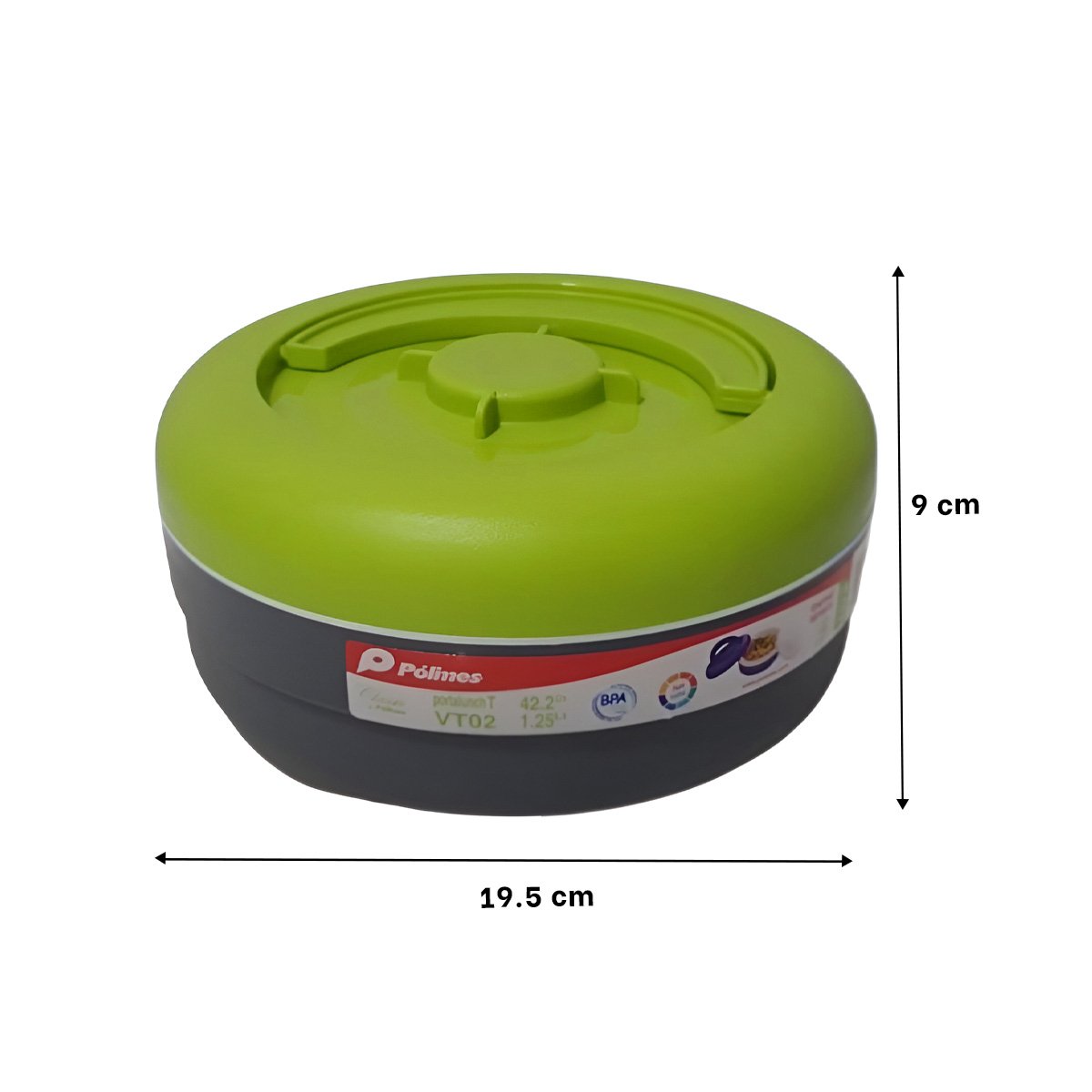 RECIPIENTE CIRCULAR PARA MANTENER CALOR O FRIO 1.25L VERDE CLARO Y PLOMO Y+PAPEL REGALO - 4