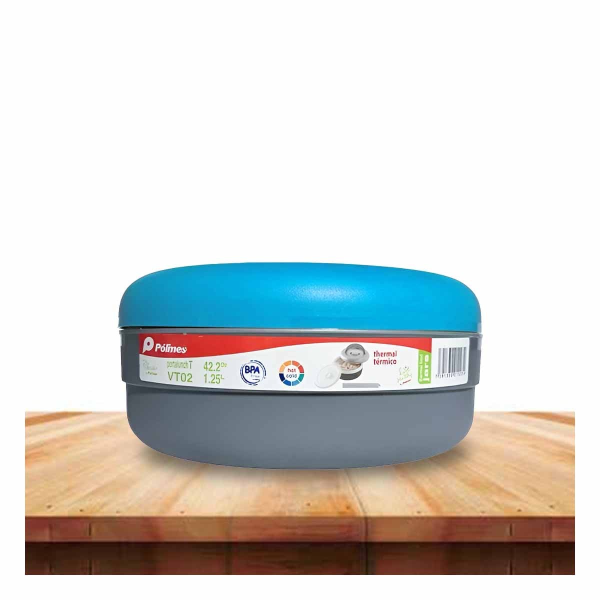 PACK2 CONTENEDOR TERMICO 1.25L CELESTE Y PLOMO PARA JORNADAS LARGAS - 3