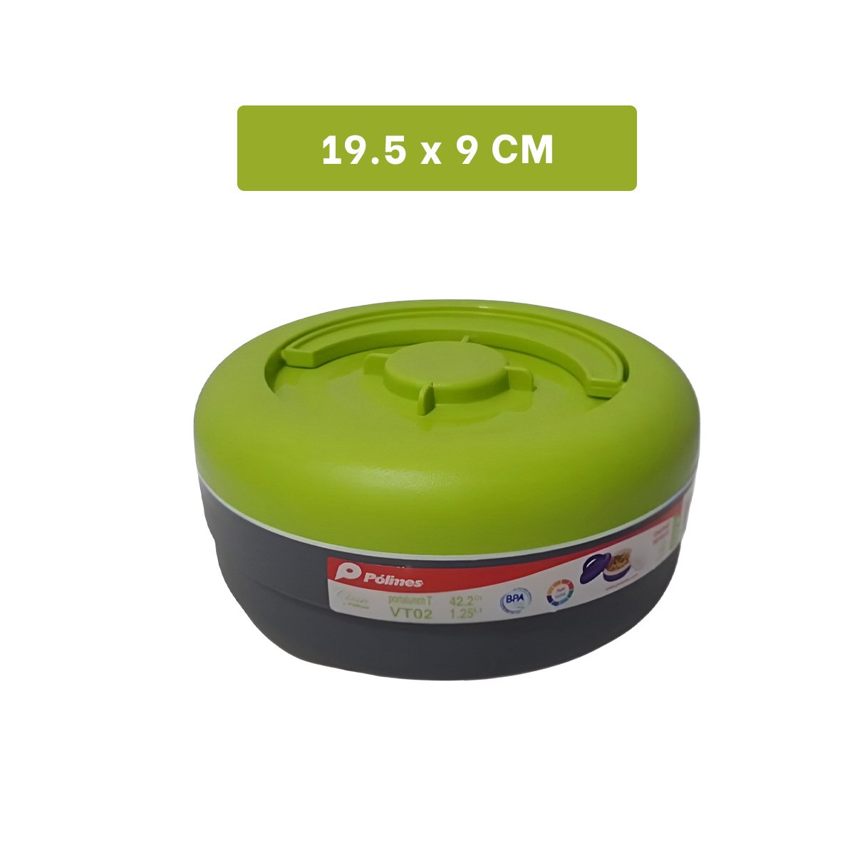 PACK4 LONCHERA DE TRANSPORTE SEGURO 1.25L VERDE CLARO Y PLOMO PARA CONSERVACION PROLONGADA - 4
